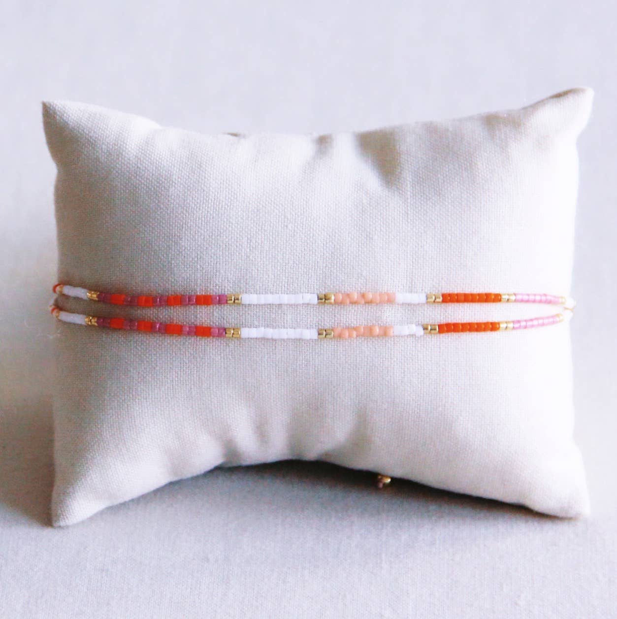 Dubbele miyuki armband - wit/oranje/paars