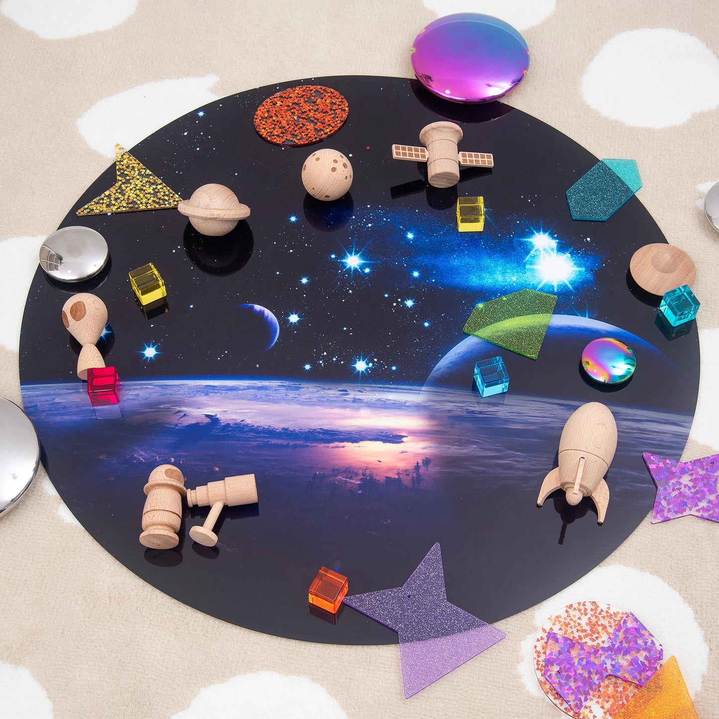 Runde Spielmatte - Weltraum