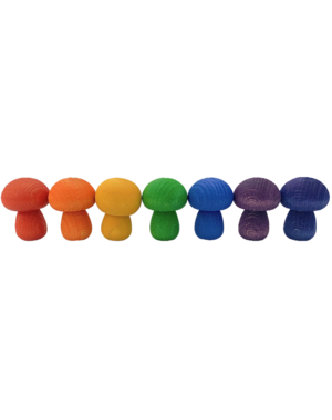Mini-Regenbogenpilze aus Holz – Papoose-Spielzeug (7 Stück)
