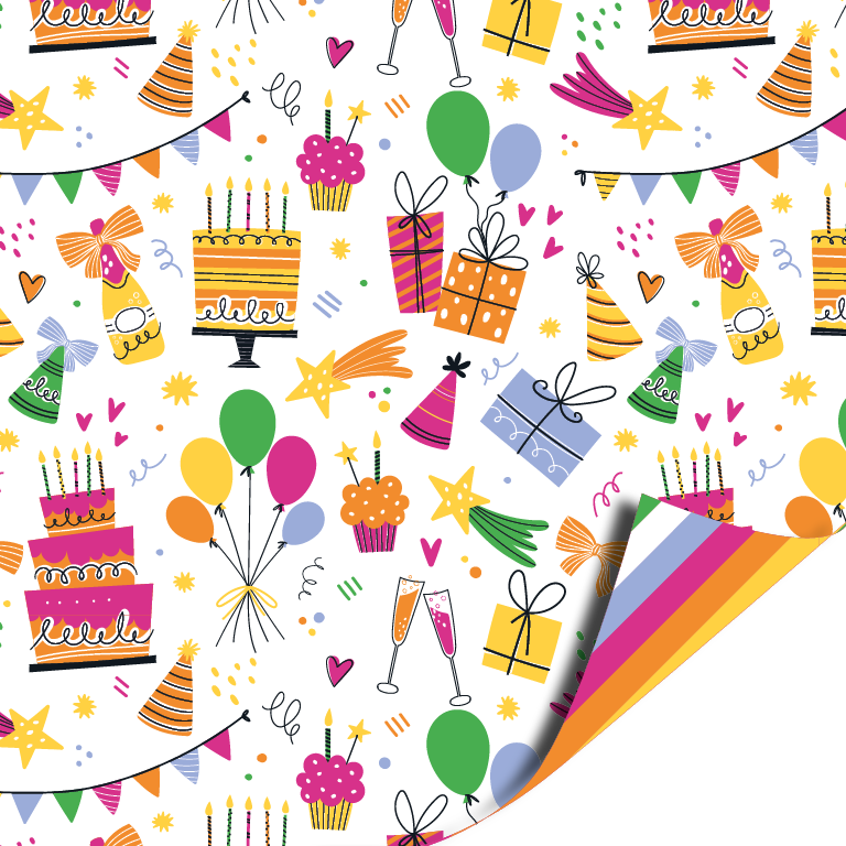 Inpakpapier - Party time - 70cm x 2m 50rol