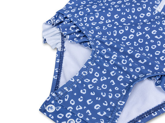 Langarm-Badeanzug mit Blue Panther-Print