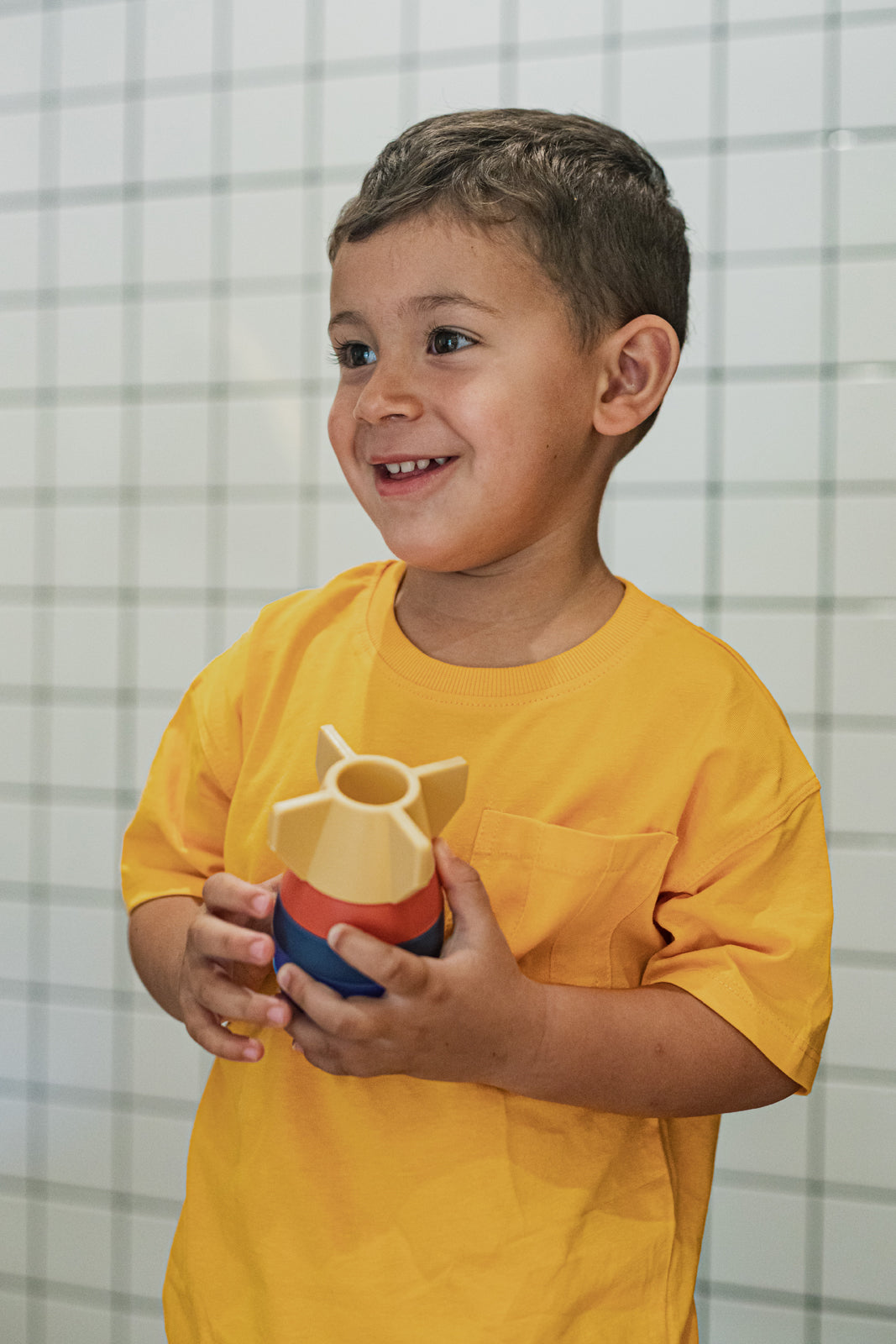 Little L – Stapelturm Rakete – Blau und Orange