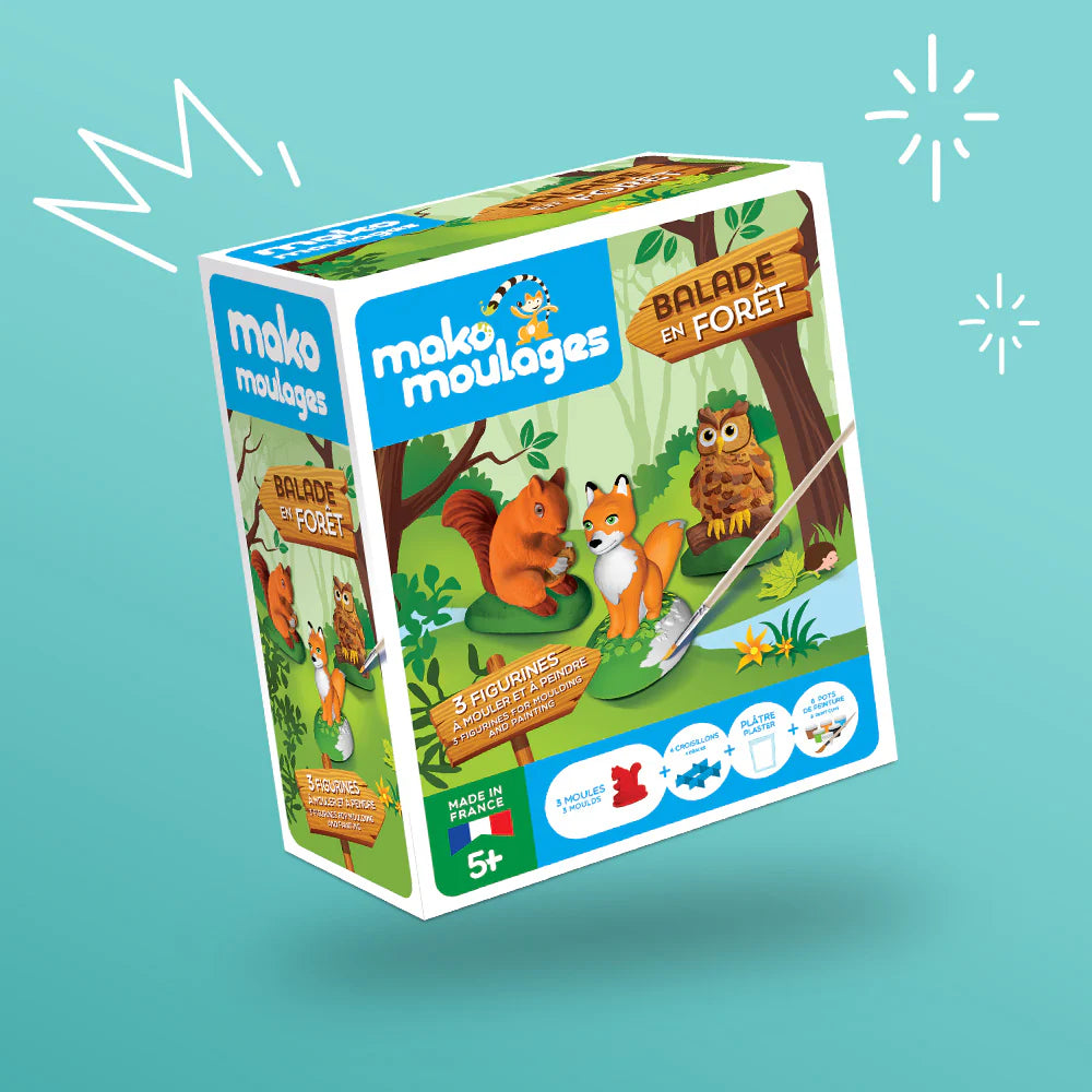 Mako Moulages - Set van 3 Bosdieren (uil eekhoorn vos)