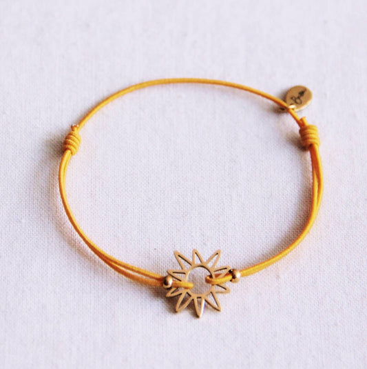 Elastische armband met zon - geel