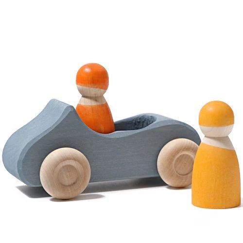 Grimm’s Houten Cabrio met 2 Regenboogvriendjes – Blauw