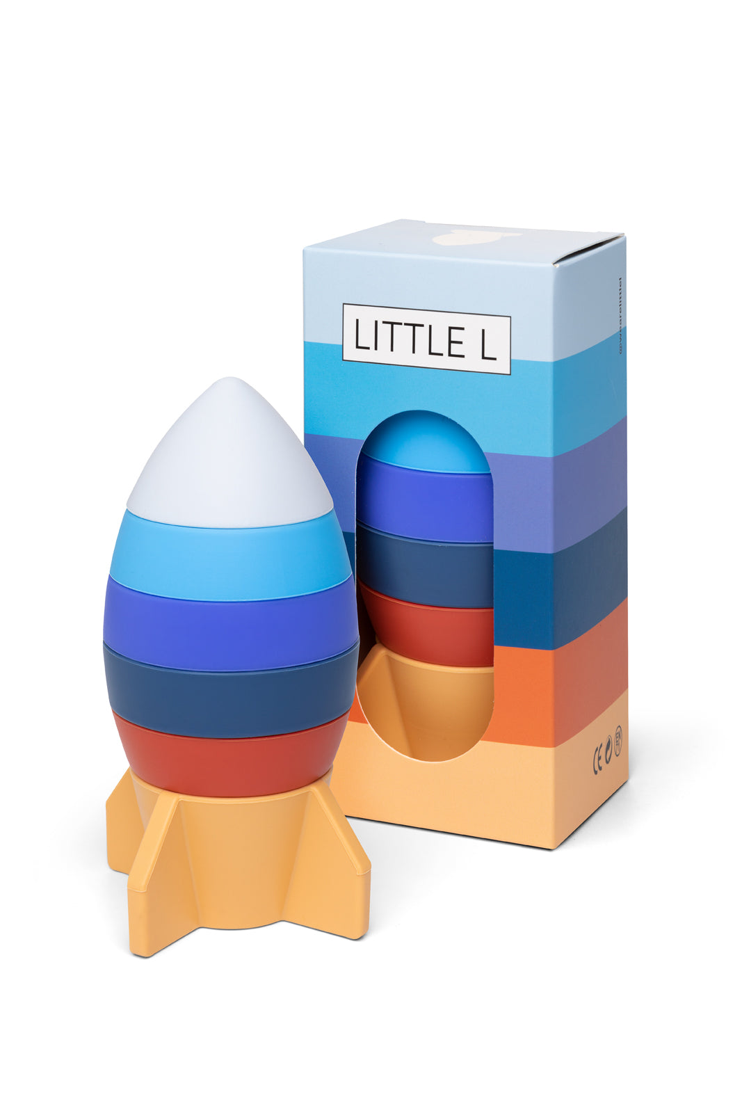 Little L – Stapelturm Rakete – Blau und Orange