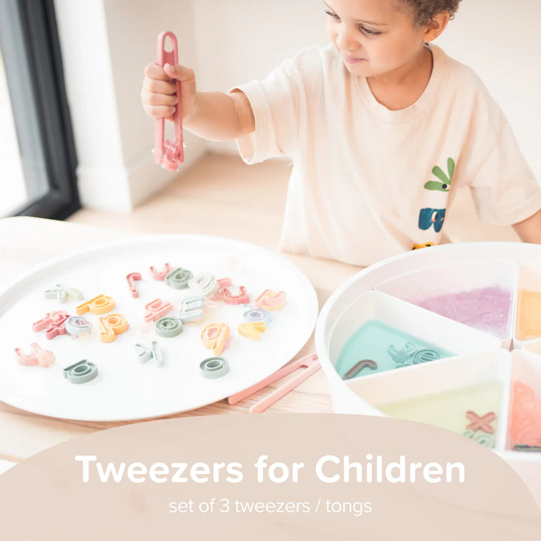 Inspire My Play silicone pincetten – Set van 3 – (koraal/geel)