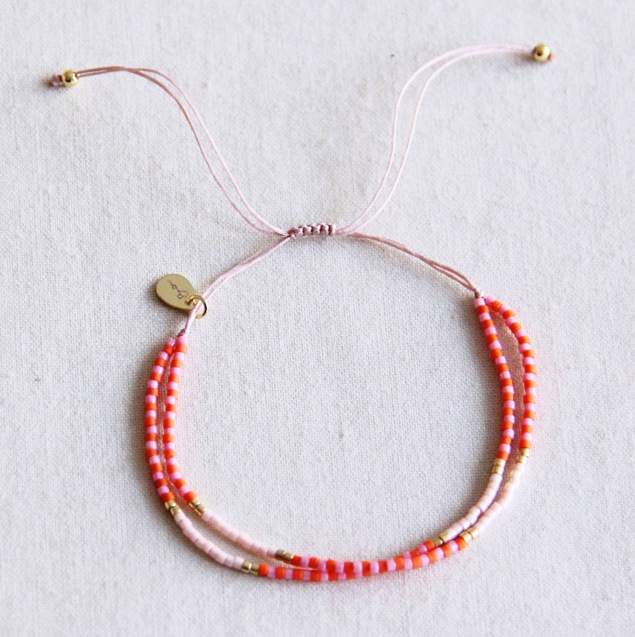 Dubbele miyuki armband - zalm/oranje/nude