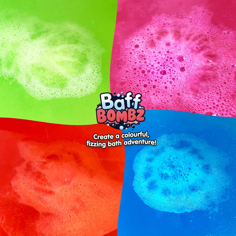 Zimpli 4er-Pack runde Baff Bombz, bunte Badebomben aus britischer Produktion