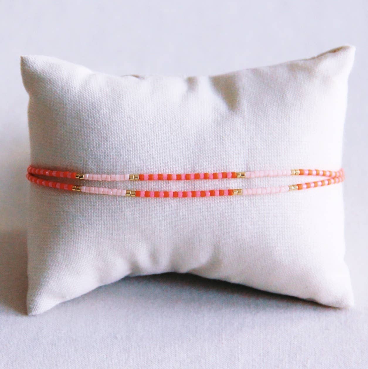 Dubbele miyuki armband - zalm/oranje/nude