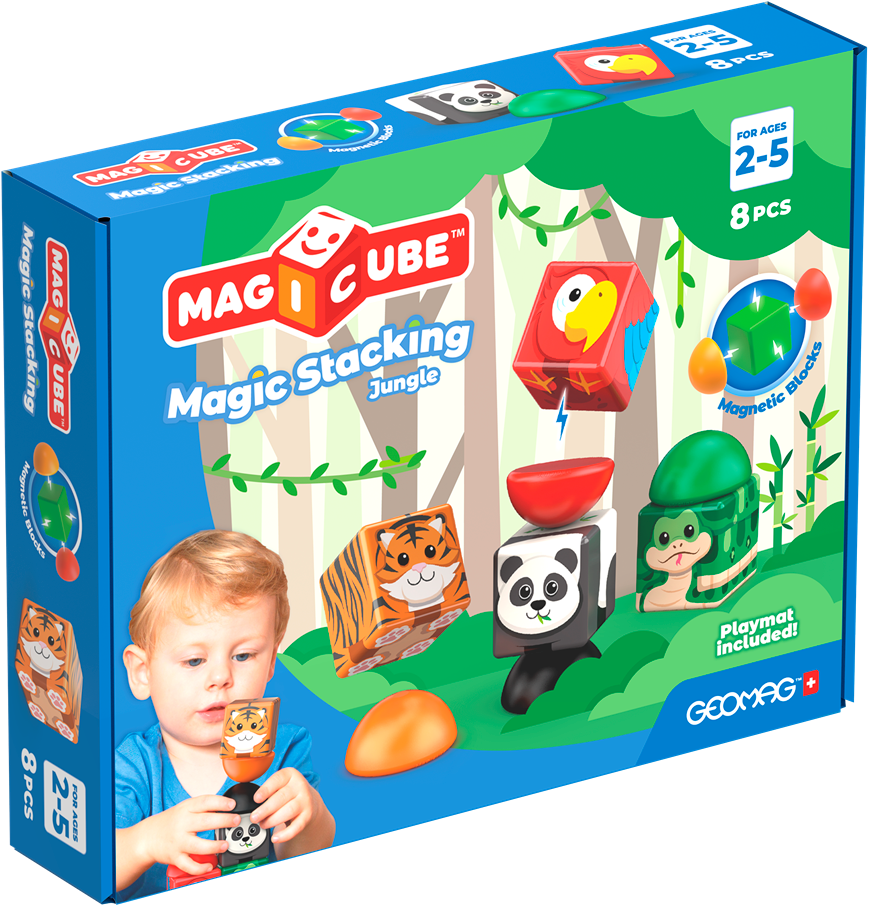Geomag Magicube Blocks Stacking Jungle ( 8 )- Bekroond Educatief Speelgoed