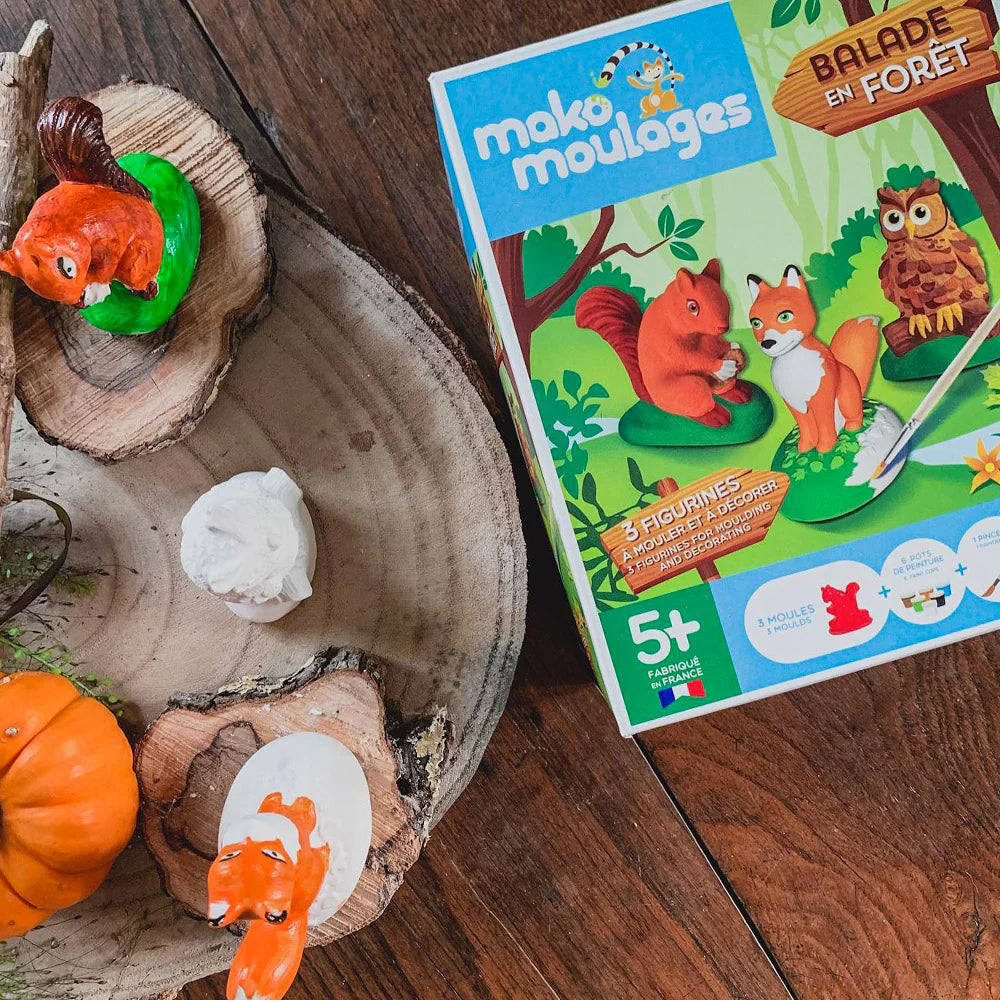 Mako Moulages - Set van 3 Bosdieren (uil eekhoorn vos)