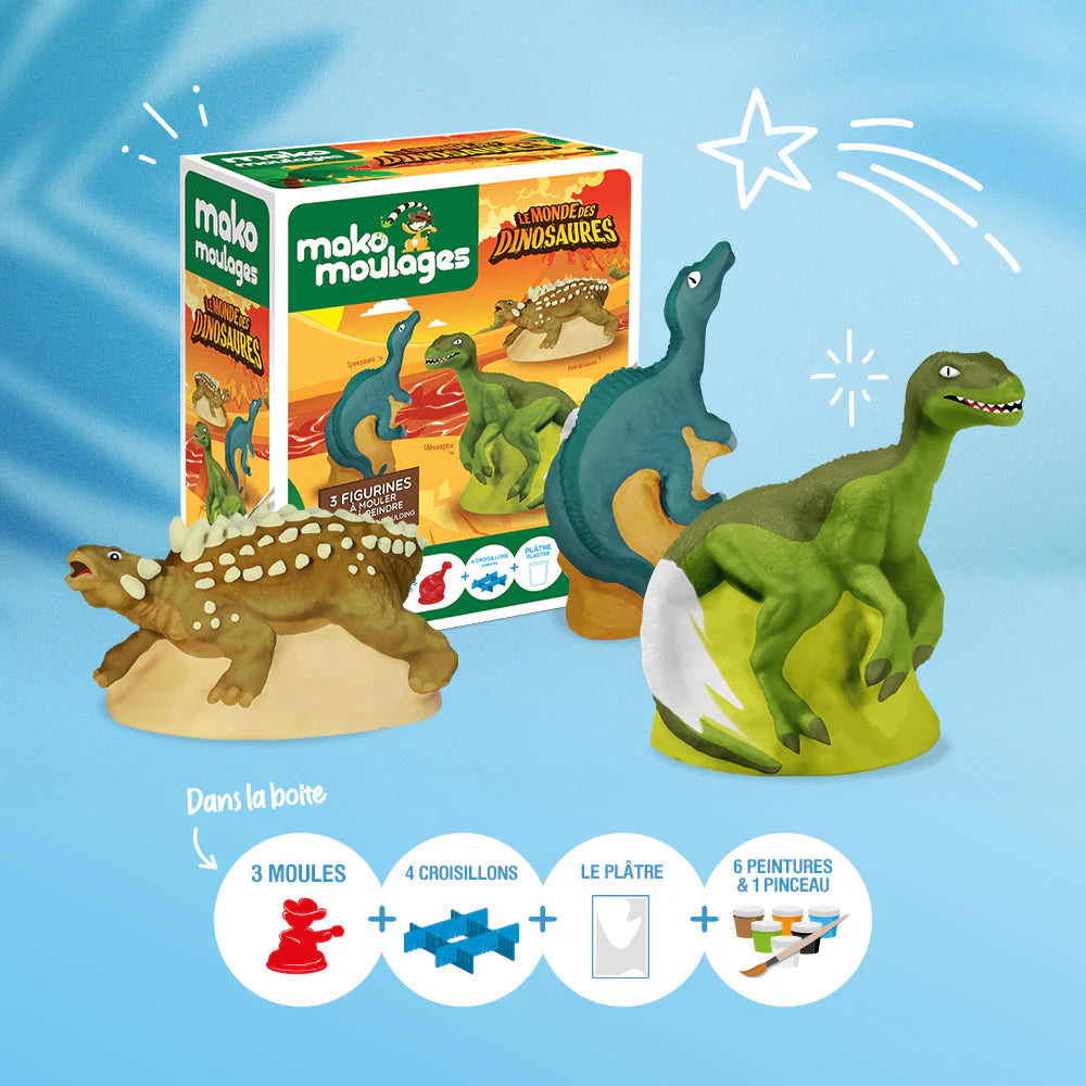 Mako Moulages - set van 3 Dino's (Tyrannosaurus Rex, Triceratops & Diplodocus)